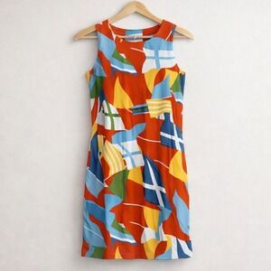 J.McLaughlin Flag Print Sleeveless Dress Multicolor Flag Pattern Women's Large